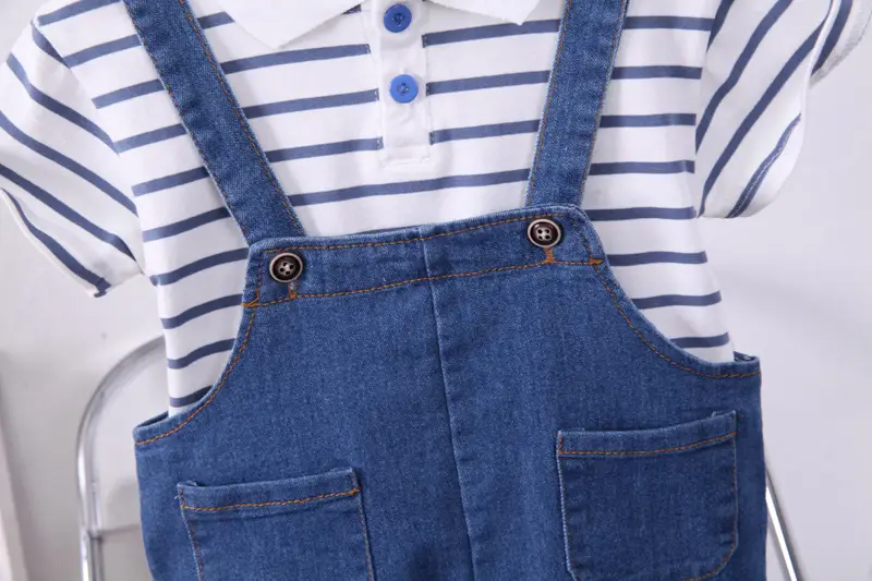 Boys Denim Shorts Striped T-Shirt Summer Suit — feature 7