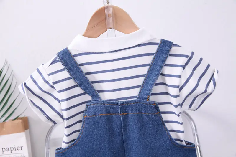 Boys Denim Shorts Striped T-Shirt Summer Suit — feature 9