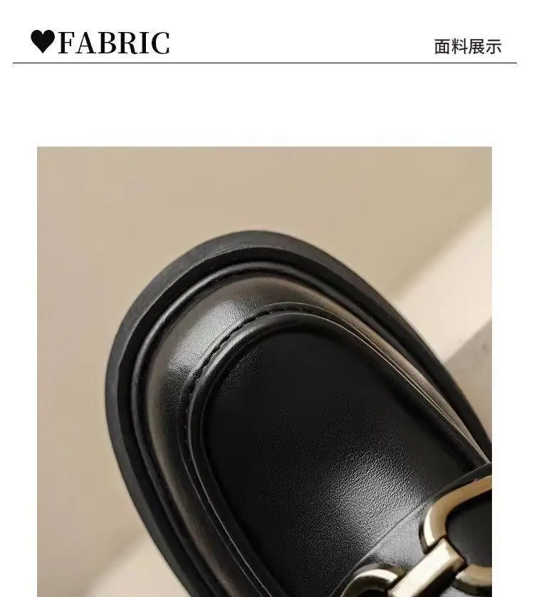 Women's British Style Leather Loafers Black Thick Bottom 2023 — feature 9