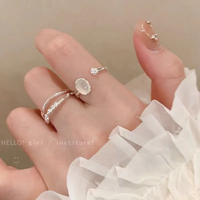 Moonstone Adjustable Ring for Women Elegant Open Design - Image 5