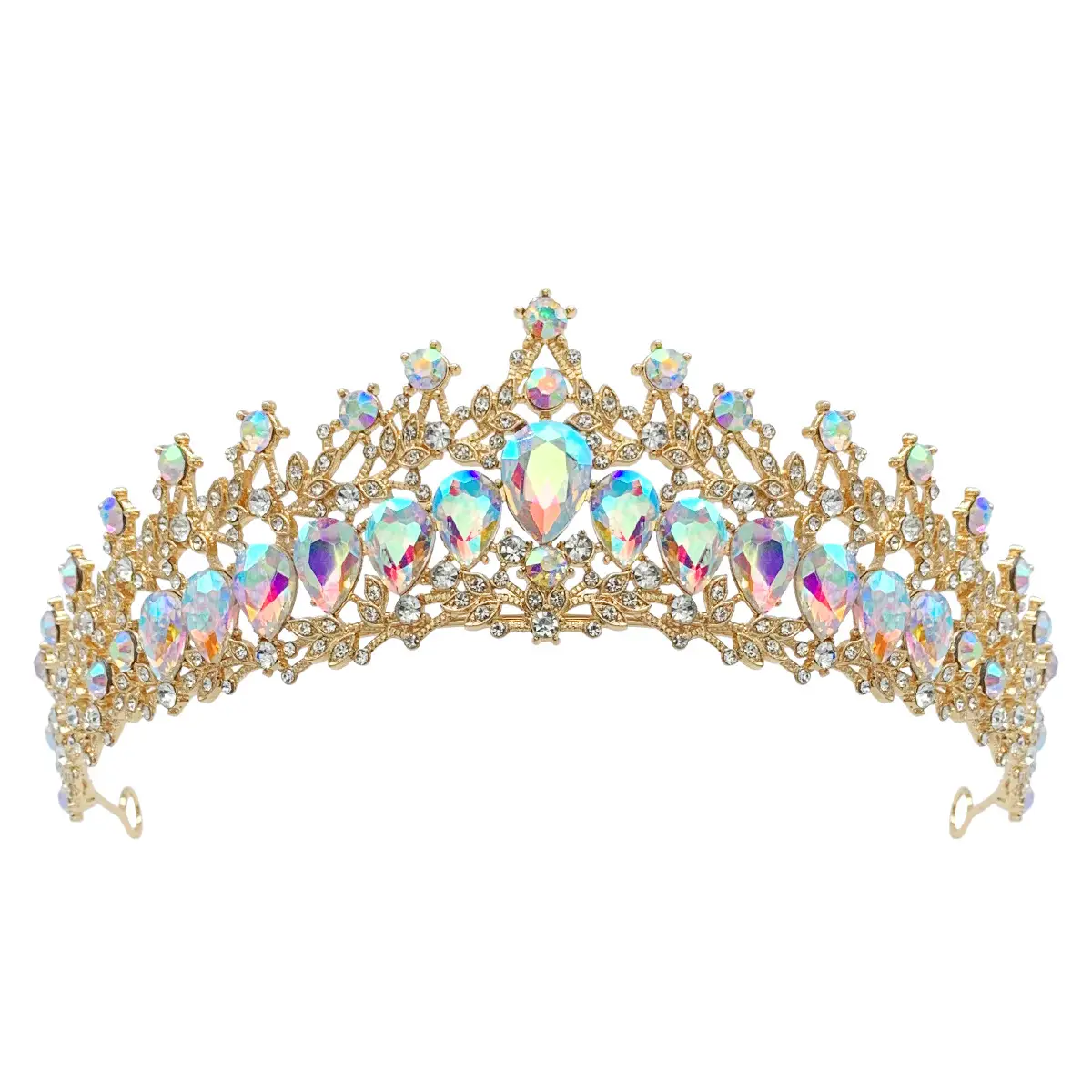 Luxury Sparkling Bridal Crown with Multicolor Rhinestones — feature 10