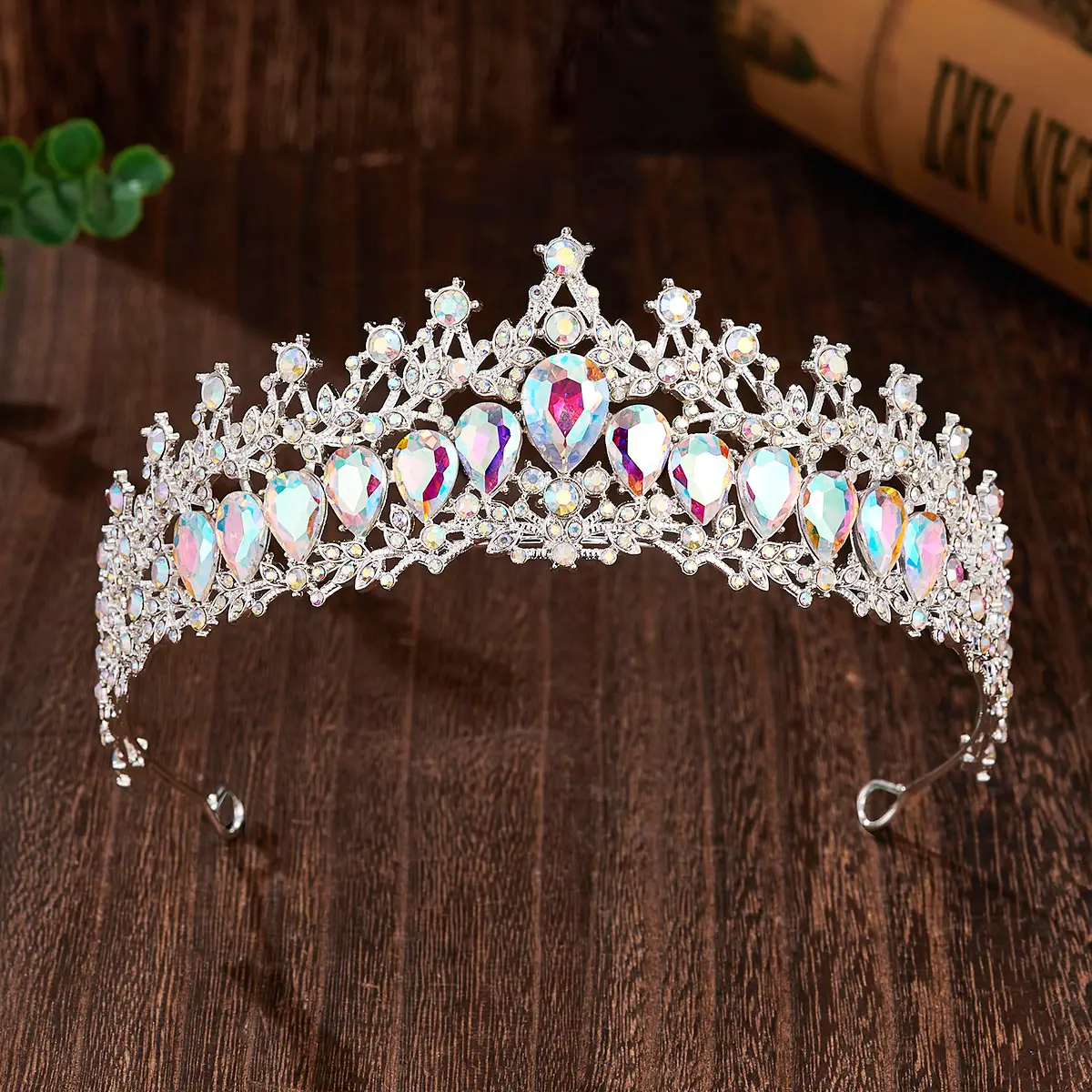 Luxury Sparkling Bridal Crown with Multicolor Rhinestones — feature 21