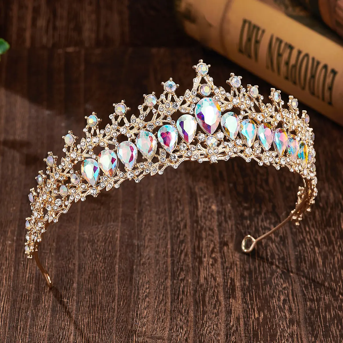 Luxury Sparkling Bridal Crown with Multicolor Rhinestones — feature 24