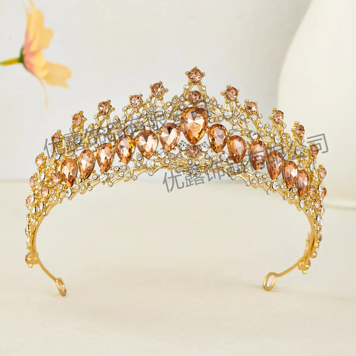 Luxury Sparkling Bridal Crown with Multicolor Rhinestones — feature 25