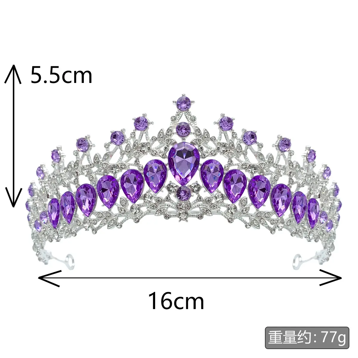 Luxury Sparkling Bridal Crown with Multicolor Rhinestones — feature 3