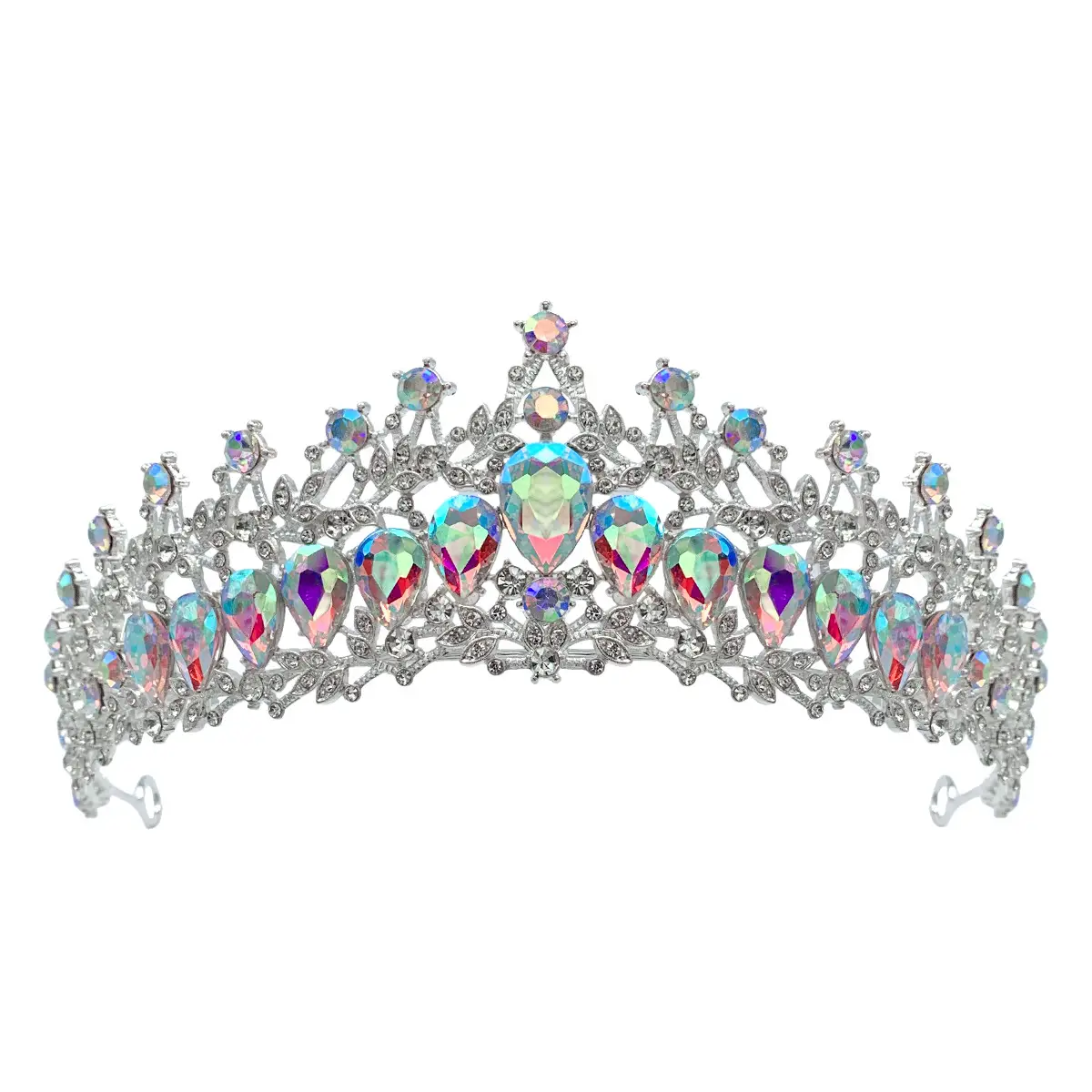 Luxury Sparkling Bridal Crown with Multicolor Rhinestones - Image 10