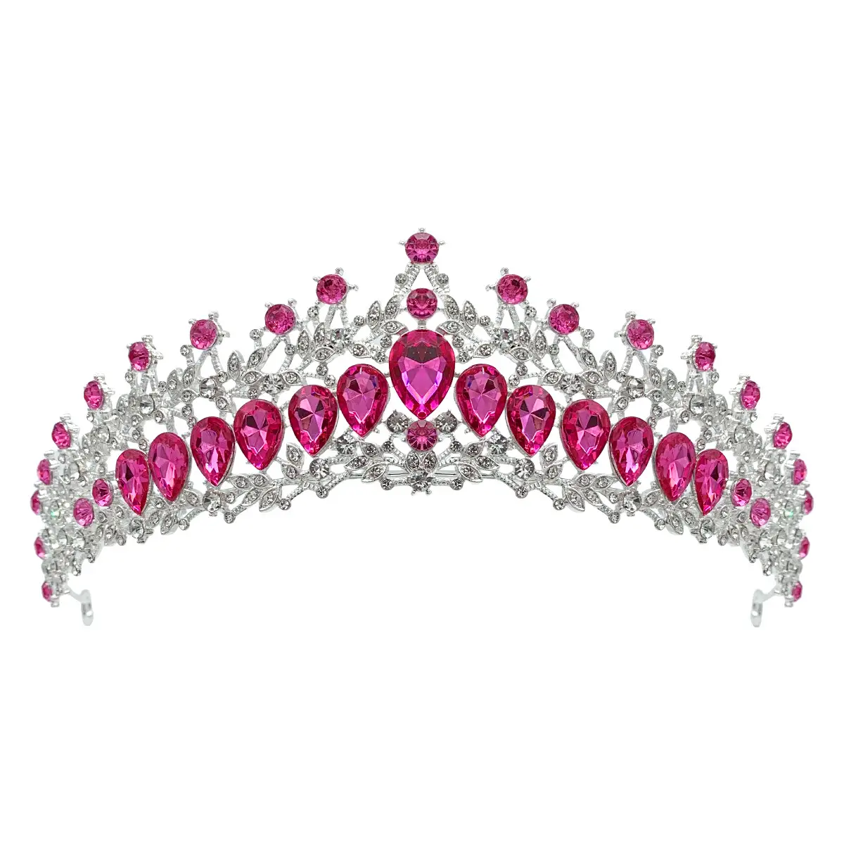 Luxury Sparkling Bridal Crown with Multicolor Rhinestones - Image 15