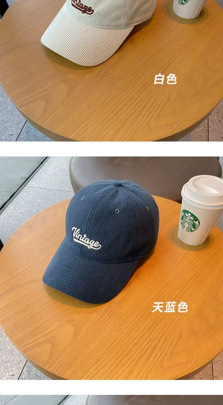 Women Vintage Blue Corduroy Cap 2023 — feature 4