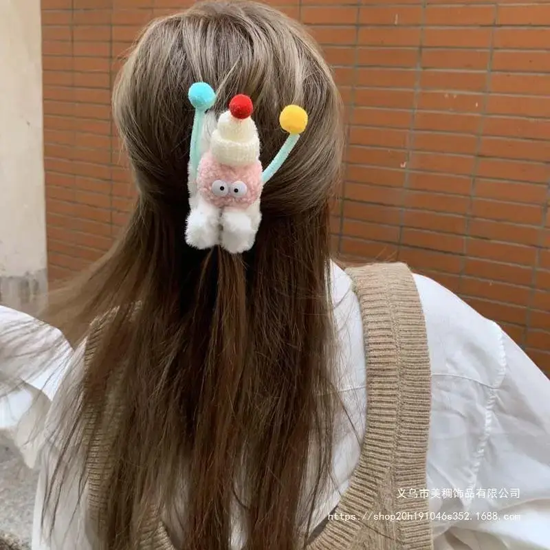 Funny Plush Hairpin with Hat and Teeth