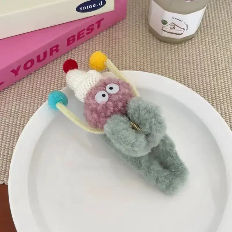 Funny Plush Hairpin with Hat and Teeth