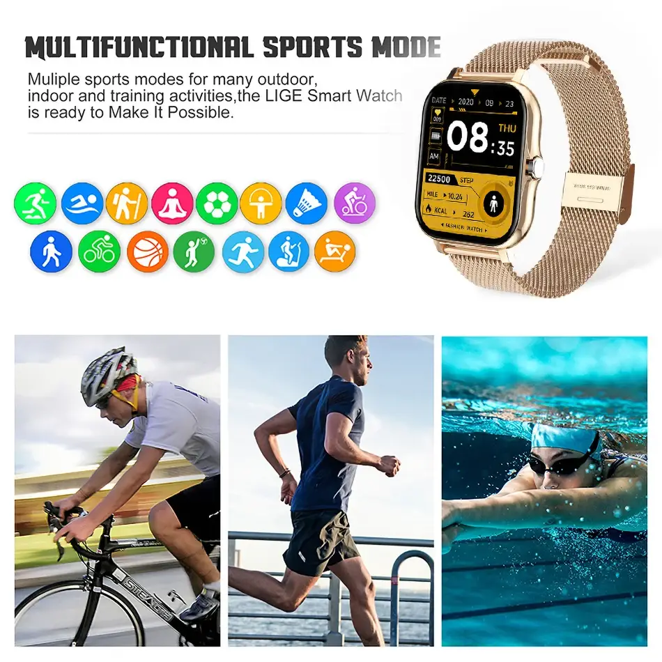 Y13 Smart Watch with Gold Bracelet & Bluetooth Connectivity — feature 11