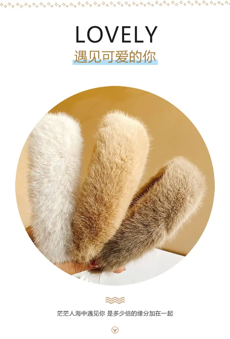 Winter Plush Rabbit Fur Headband for Women — feature 15