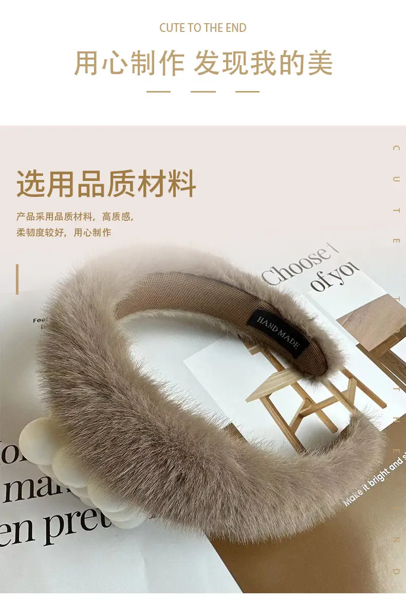 Winter Plush Rabbit Fur Headband for Women — feature 19