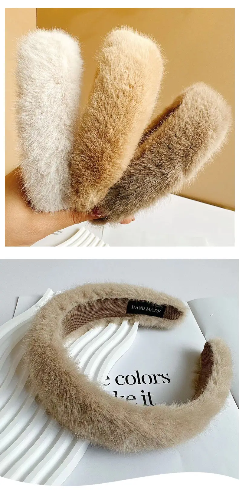Winter Plush Rabbit Fur Headband for Women — feature 23