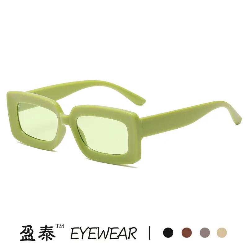Green Retro Square Sunglasses for Women - Image 11