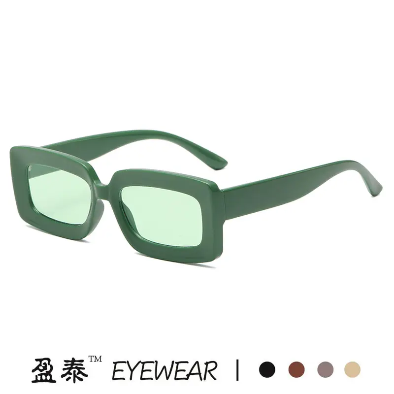 Green Retro Square Sunglasses for Women - Image 12