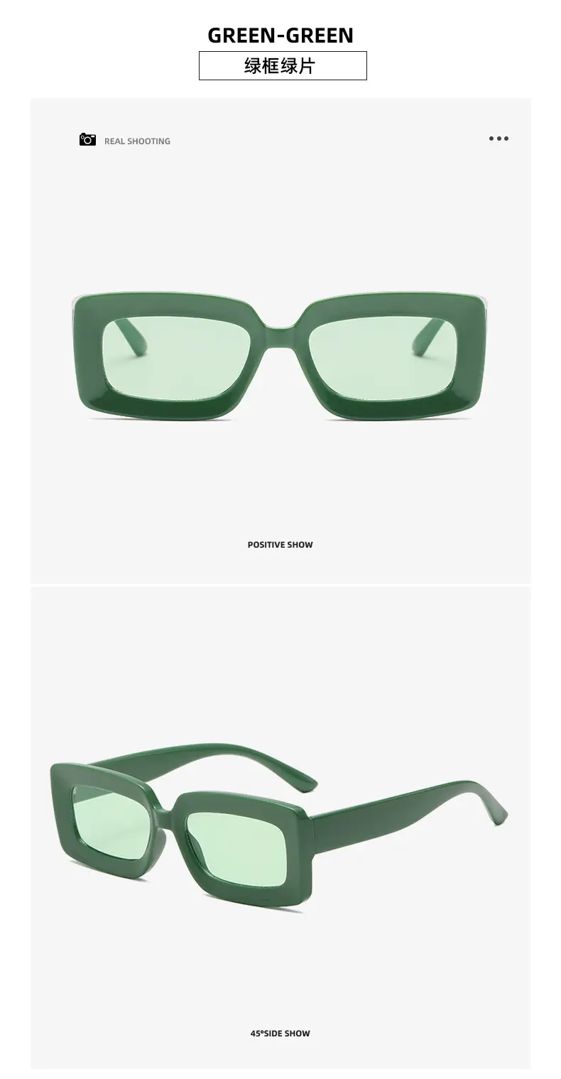 Green Retro Square Sunglasses for Women — feature 17