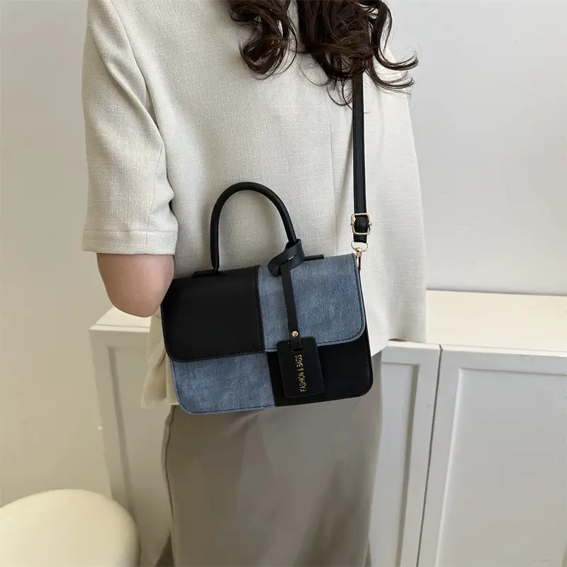 Women's 2-Piece Blue Brown Shoulder Bag 2023 Winter - Image 8