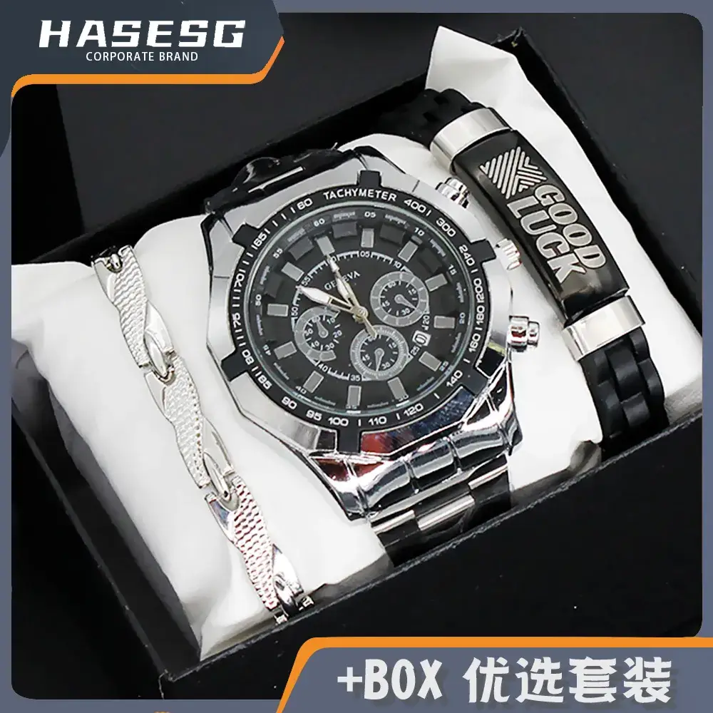 Men's 3PC Steel Watch Set with 2 Quartz Watches - Image 4