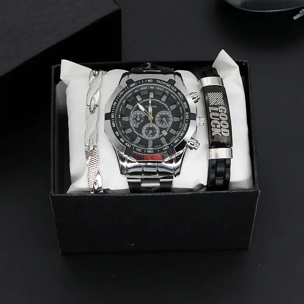 Men's 3PC Steel Watch Set with 2 Quartz Watches - Image 5