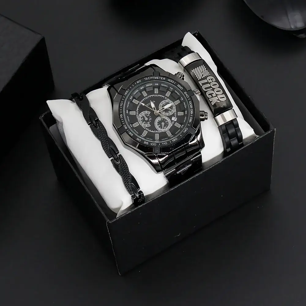 Men's 3PC Steel Watch Set with 2 Quartz Watches - Image 3