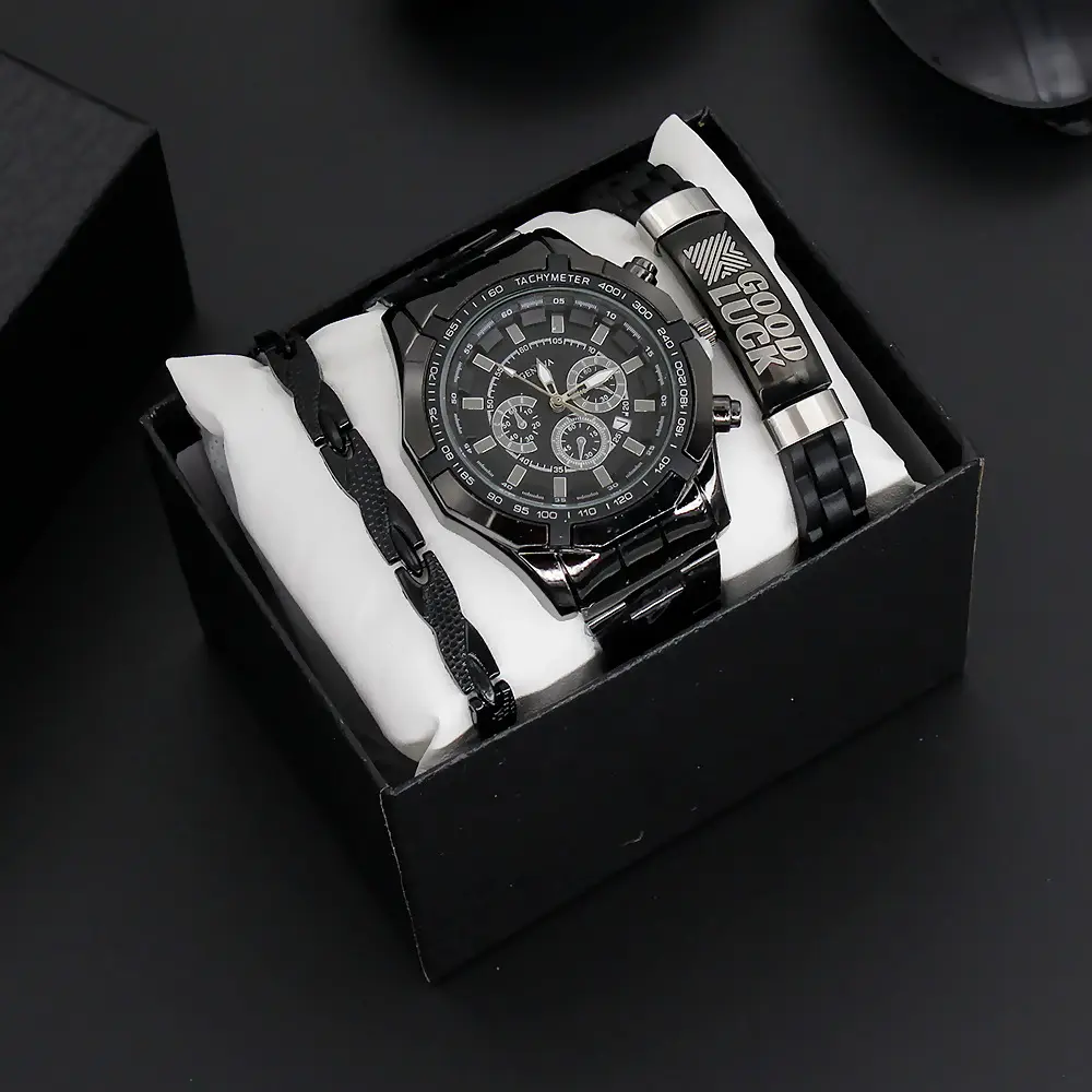 Men's 3PC Steel Watch Set with 2 Quartz Watches — feature 2