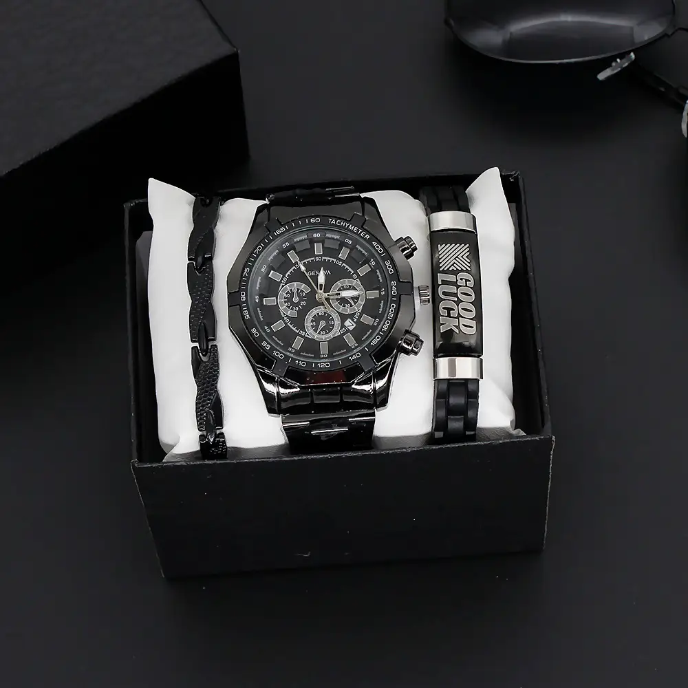 Men's 3PC Steel Watch Set with 2 Quartz Watches — feature 3
