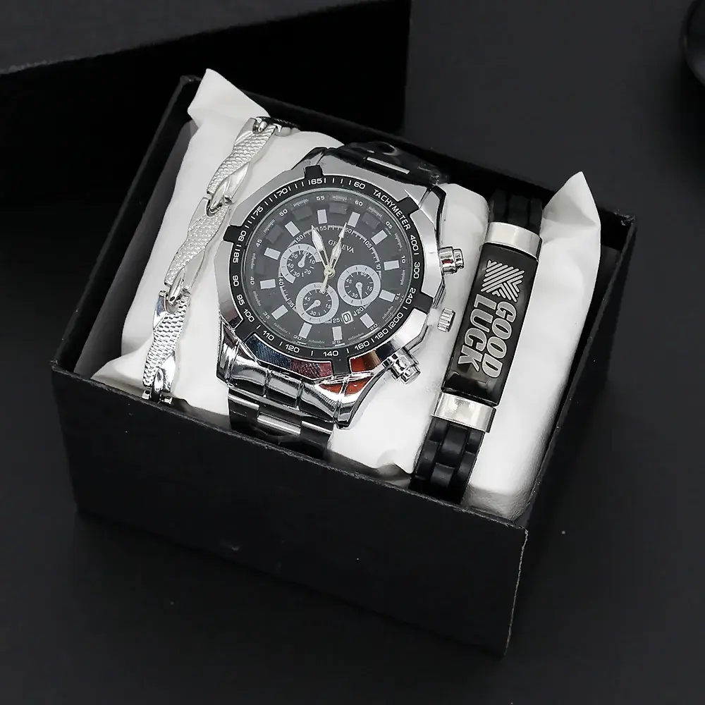 Men's 3PC Steel Watch Set with 2 Quartz Watches - Image 2