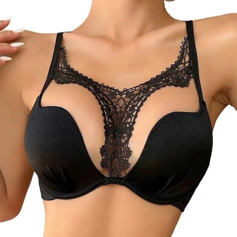 Black Lace Underwear for Women Small Chest Gathering - Image 6