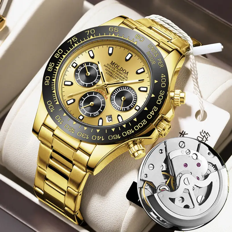 Ditong takes Jindi Yu Wenle hollow fake mechanical watch men's calendar waterproof watch trembles fast hand a generation of hair