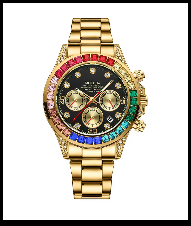 Ditong takes Jindi Yu Wenle hollow fake mechanical watch men's calendar waterproof watch trembles fast hand a generation of hair — feature 12