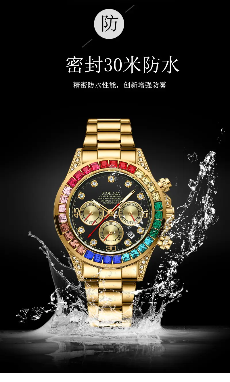 Ditong takes Jindi Yu Wenle hollow fake mechanical watch men's calendar waterproof watch trembles fast hand a generation of hair — feature 18