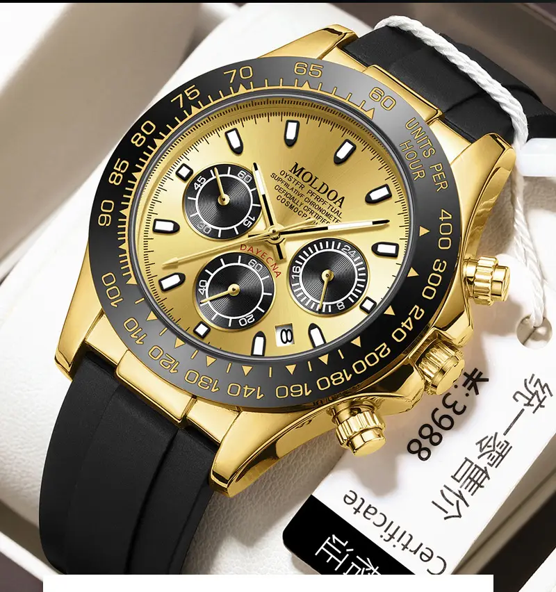 Ditong takes Jindi Yu Wenle hollow fake mechanical watch men's calendar waterproof watch trembles fast hand a generation of hair — feature 2