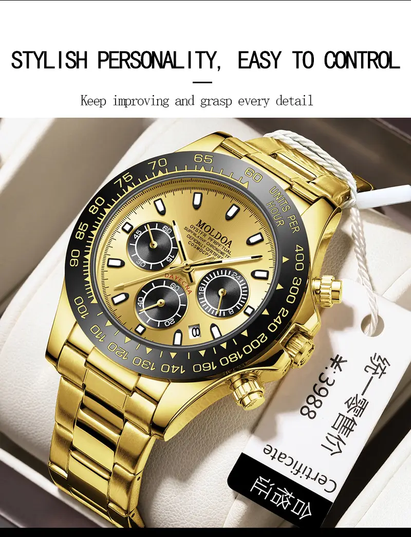 Ditong takes Jindi Yu Wenle hollow fake mechanical watch men's calendar waterproof watch trembles fast hand a generation of hair — feature 24