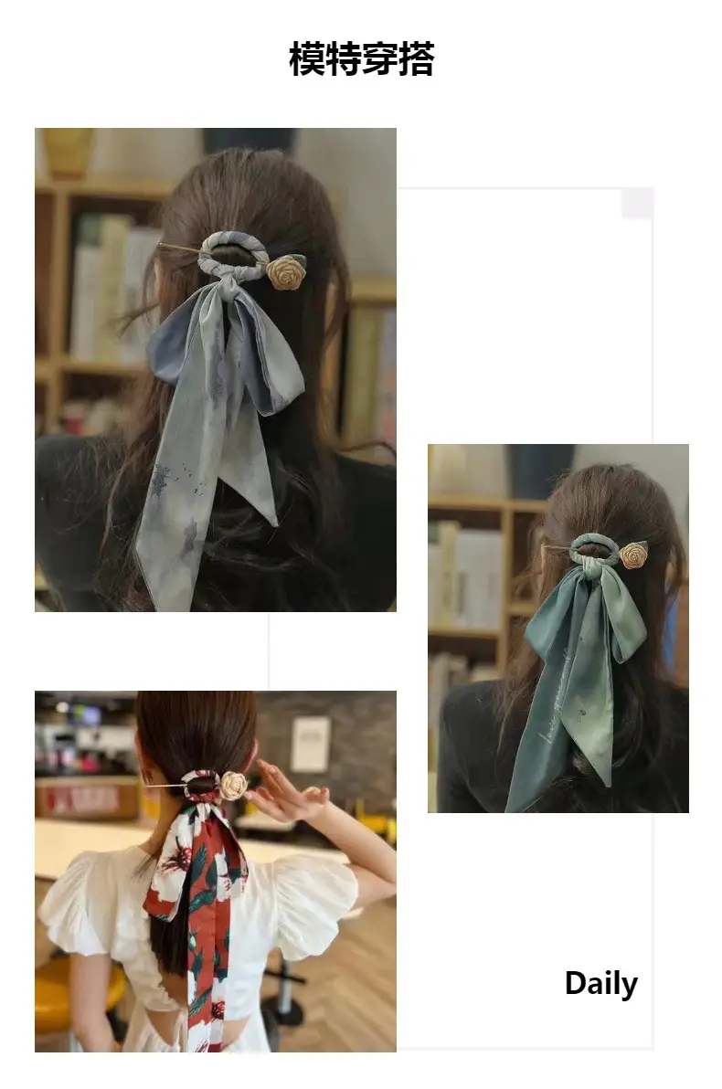 Thousand-character Hairpin Ribbon Tie Hair Band Back Pressure Simple Ancient Style Female Bow Modern Hanfu Headdress Updo Hairpin — feature 4