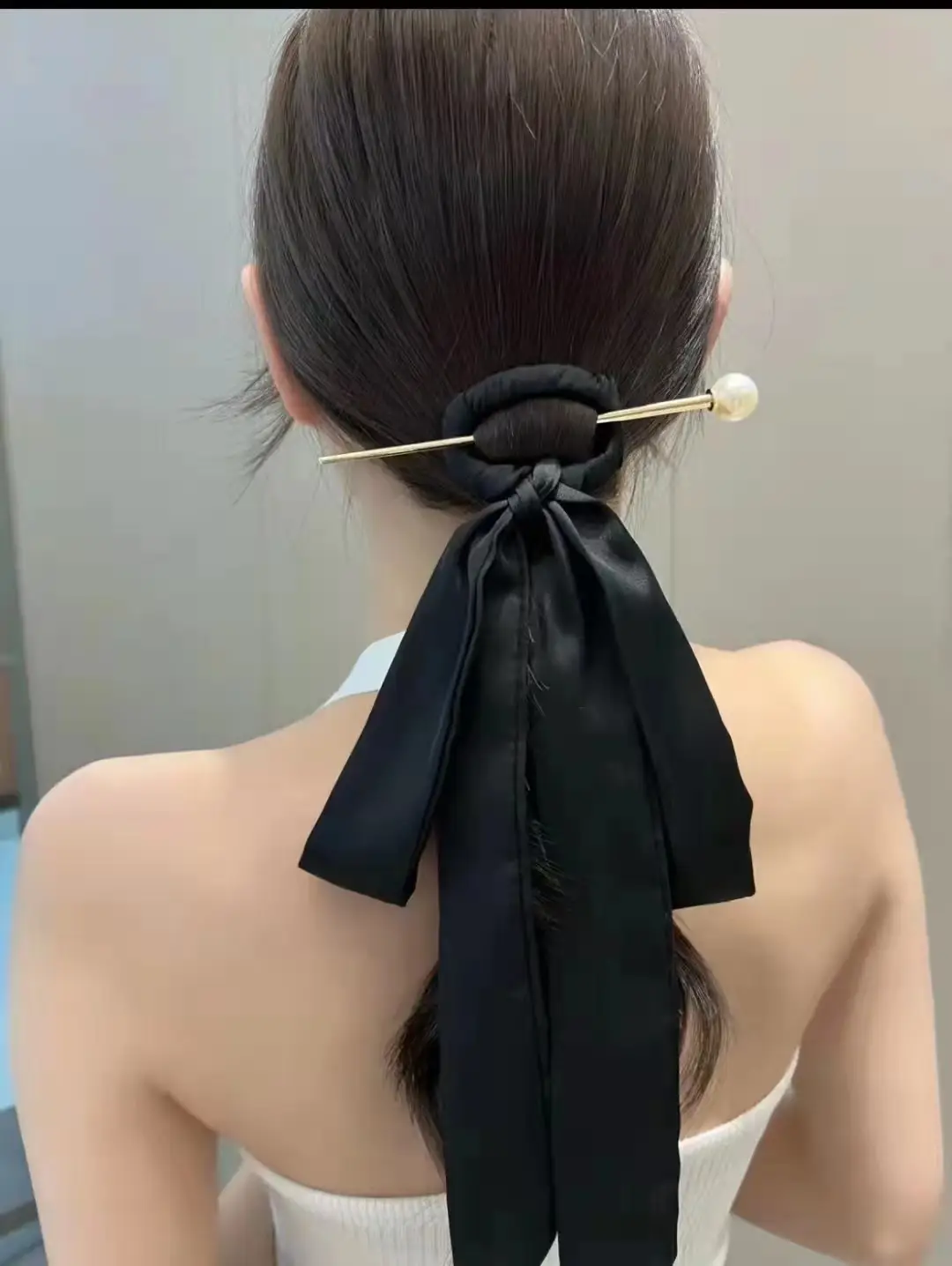 Thousand-character Hairpin Ribbon Tie Hair Band Back Pressure Simple Ancient Style Female Bow Modern Hanfu Headdress Updo Hairpin - Image 3