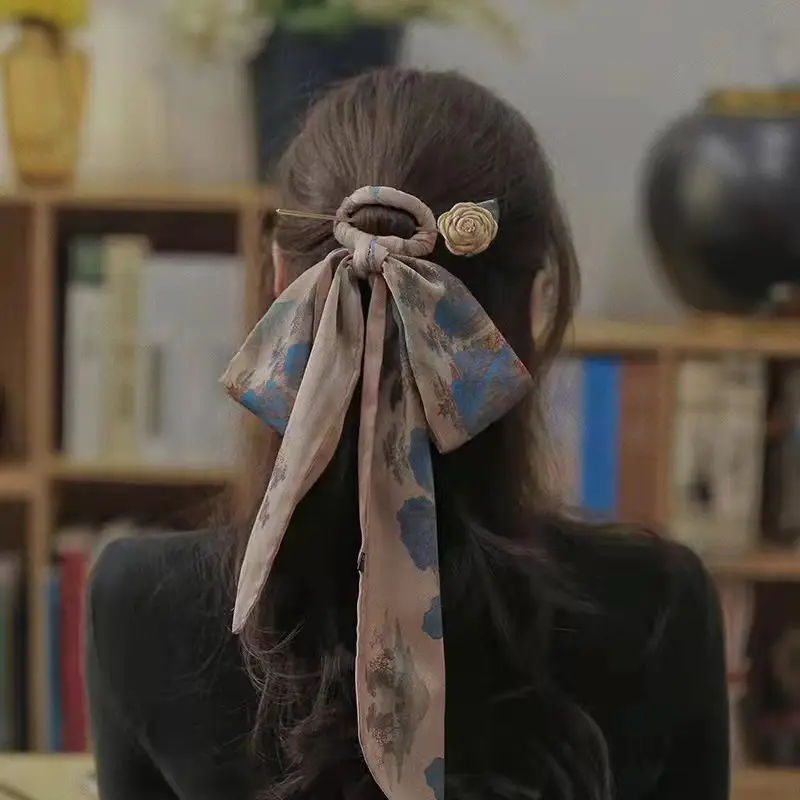 Thousand-character Hairpin Ribbon Tie Hair Band Back Pressure Simple Ancient Style Female Bow Modern Hanfu Headdress Updo Hairpin - Image 9