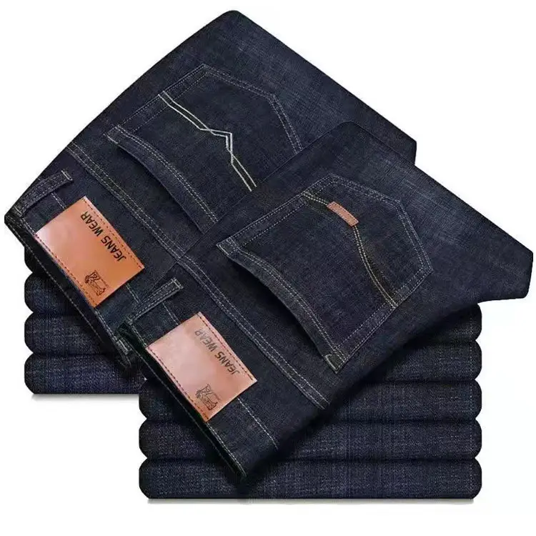 Men Fleece Lined Blue Jeans Stretch Loose Fit — feature 10