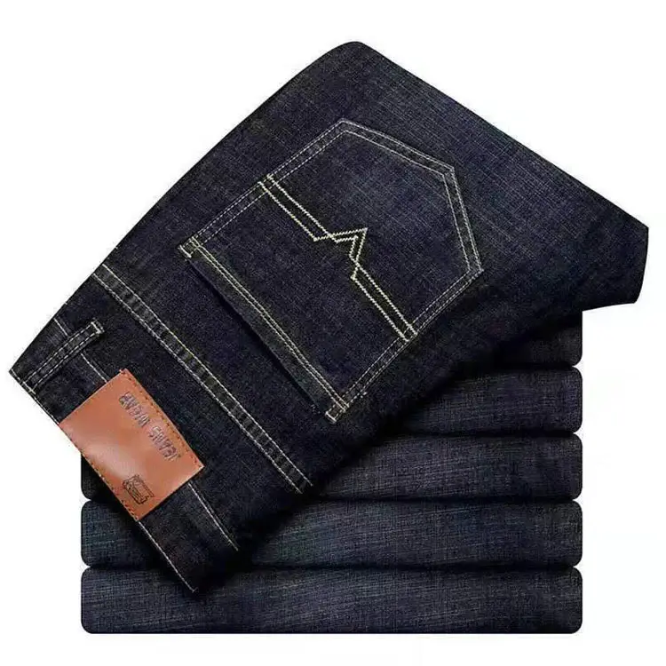 Men Fleece Lined Blue Jeans Stretch Loose Fit — feature 11