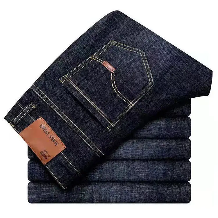 Men Fleece Lined Blue Jeans Stretch Loose Fit — feature 13