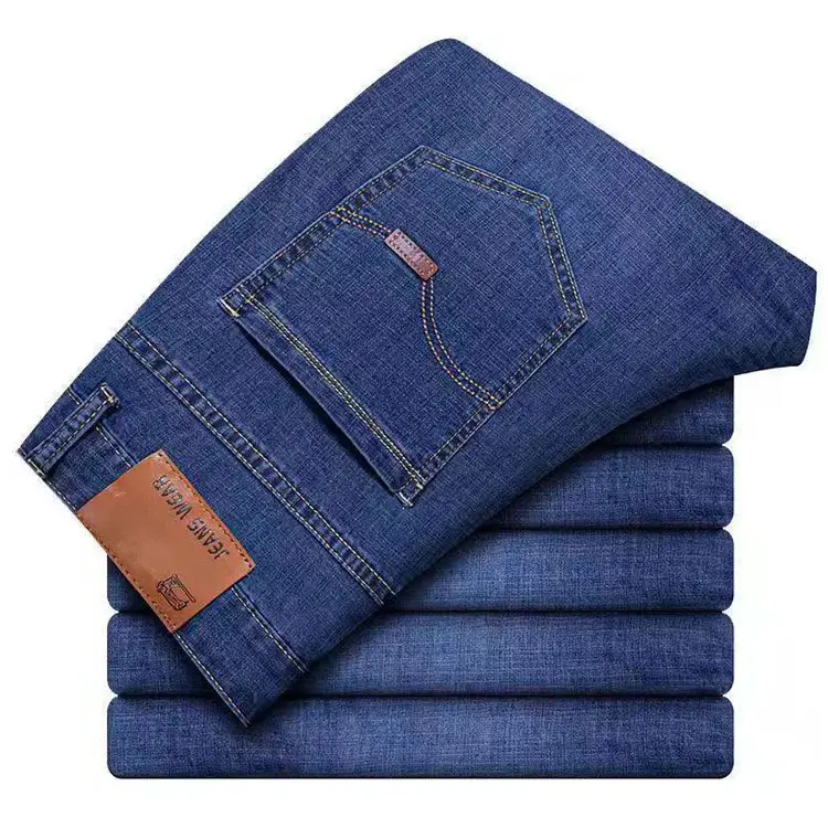 Men Fleece Lined Blue Jeans Stretch Loose Fit — feature 14