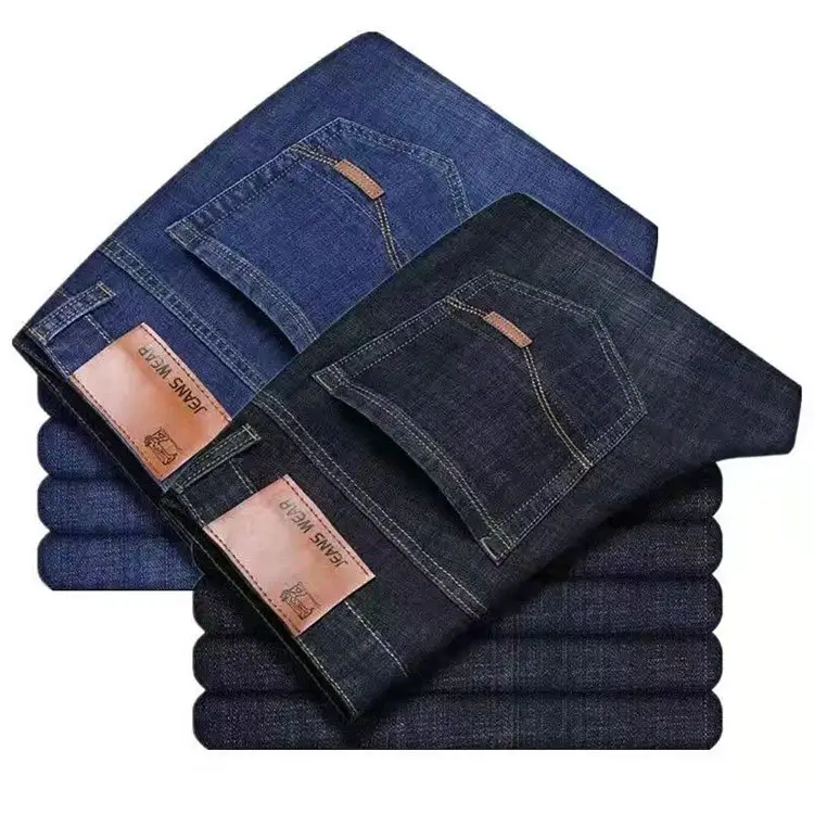 Men Fleece Lined Blue Jeans Stretch Loose Fit — feature 7