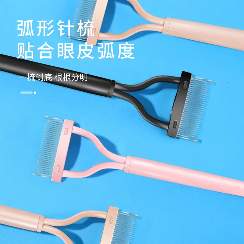 Pink Eyelash Curler Comb with Curling Brush - Image 14