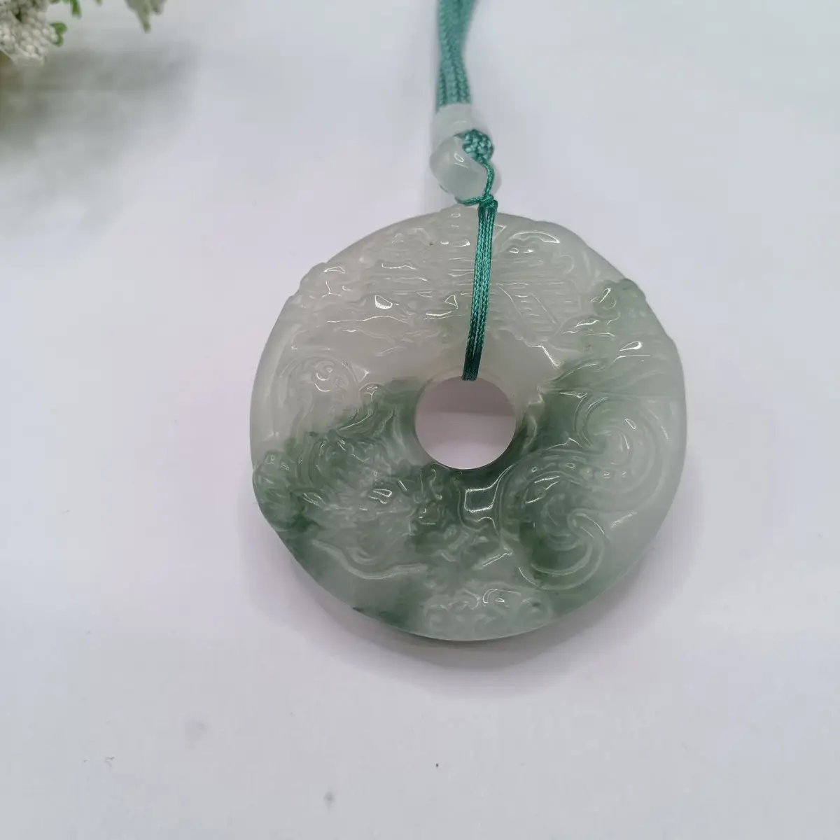 Tianshan Emerald Dragon Pendant with Green Tassel - Image 5