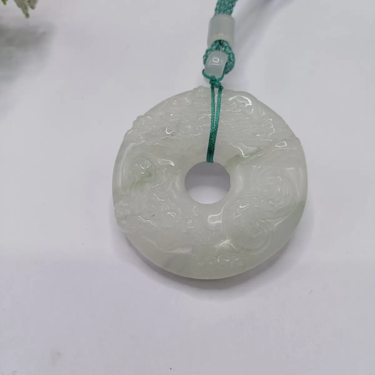 Tianshan Emerald Dragon Pendant with Green Tassel - Image 3