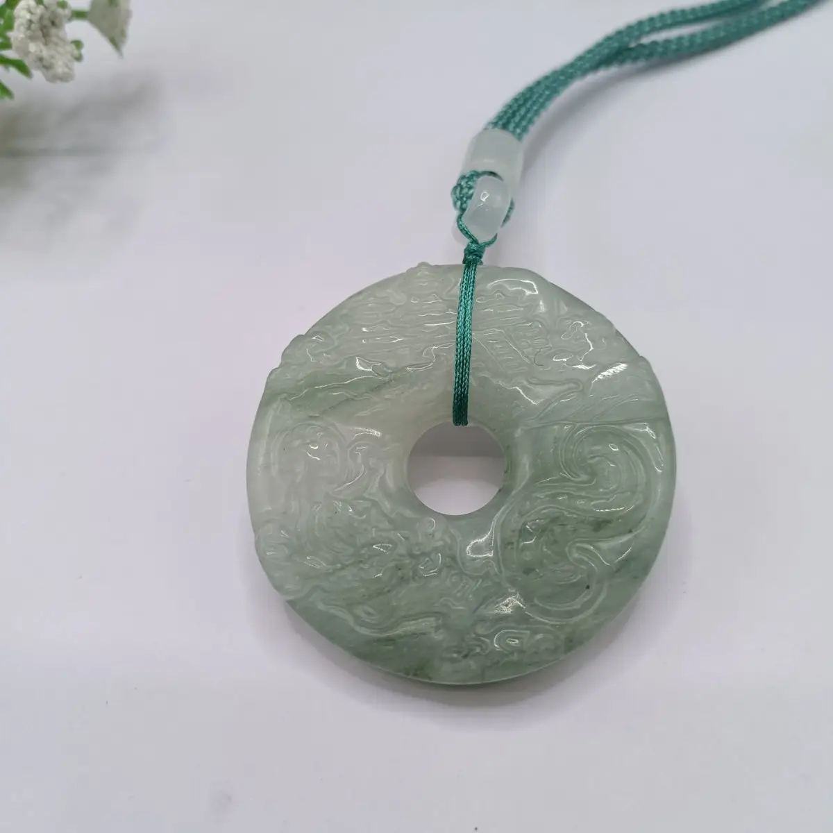 Tianshan Emerald Dragon Pendant with Green Tassel - Image 2