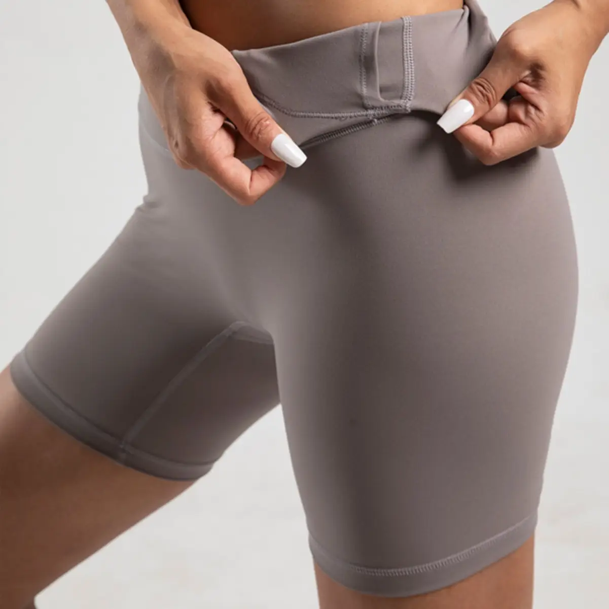 Women's High Waist Yoga Shorts Grey Tight Fit