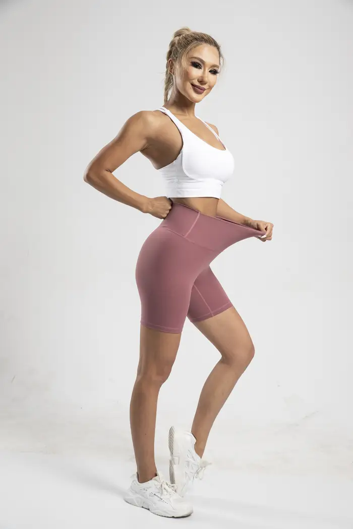 Women's High Waist Yoga Shorts Grey Tight Fit — feature 12