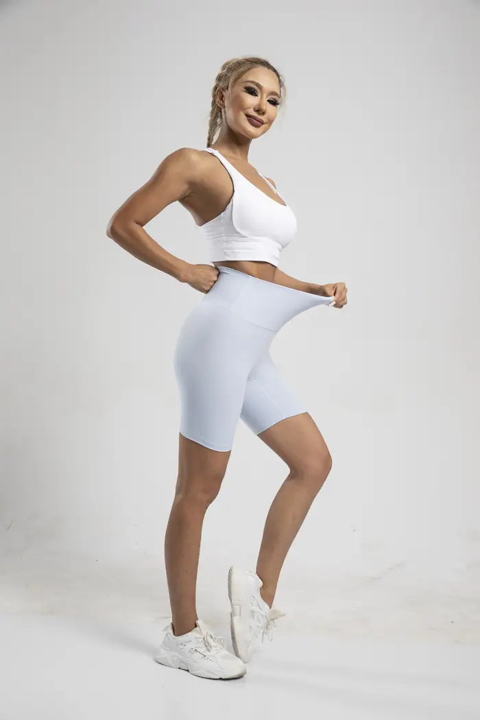 Women's High Waist Yoga Shorts Grey Tight Fit — feature 17