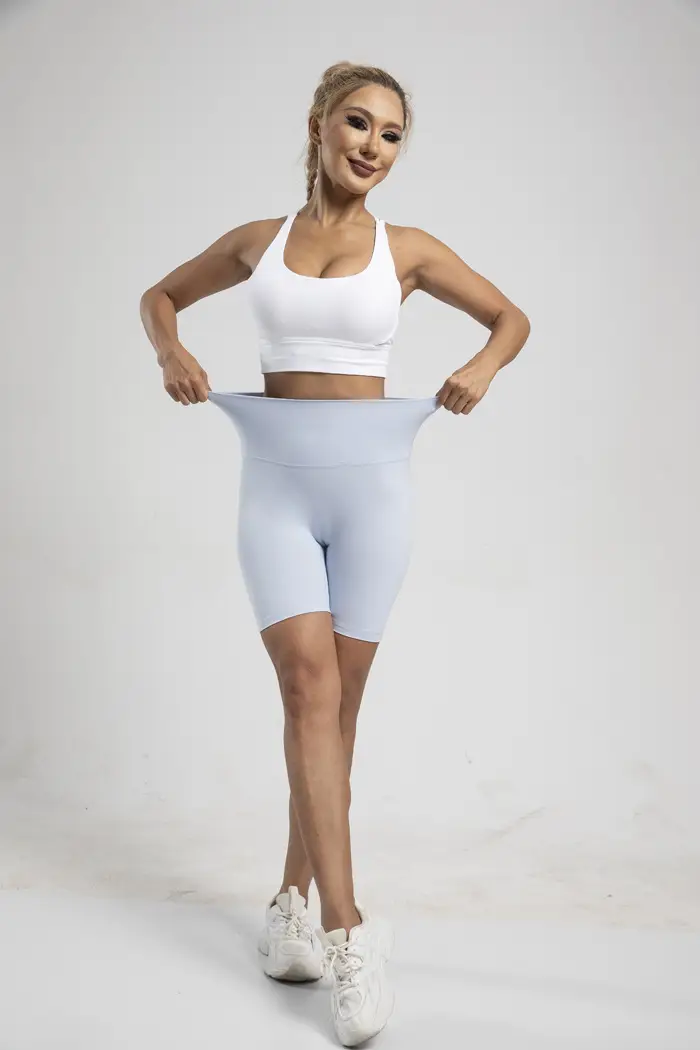 Women's High Waist Yoga Shorts Grey Tight Fit — feature 18